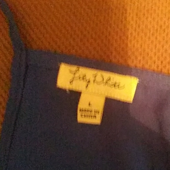 Bright navy blue lily white hi low blouse tank - Picture 2 of 2